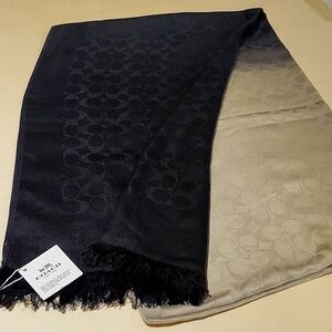 Coach signature black and light gray scarf  coach trademark printed, though out